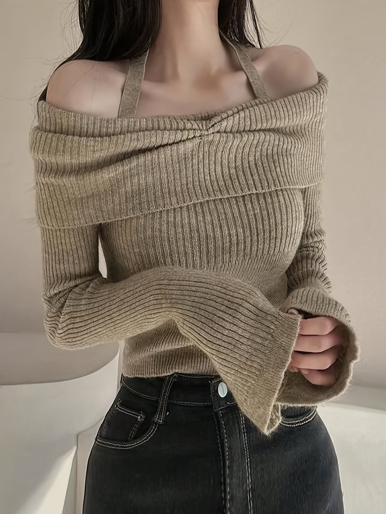 Elegant Off-Shoulder Sweater