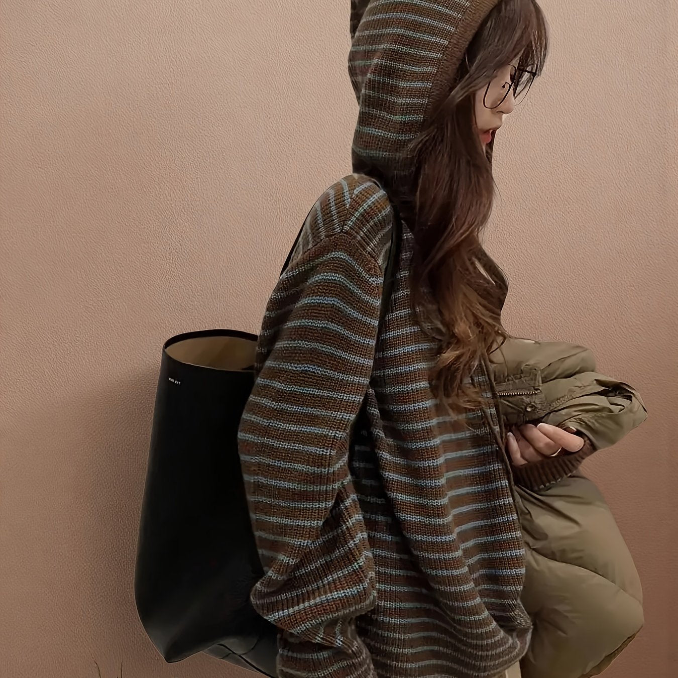 Minimalist Striped Hooded Sweater