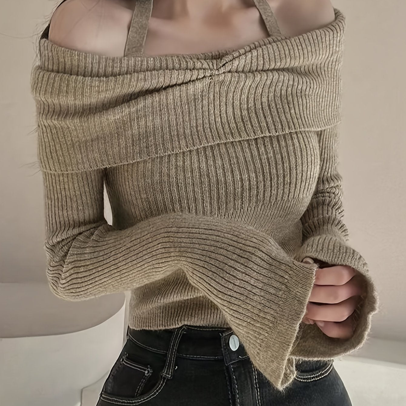 Elegant Off-Shoulder Sweater