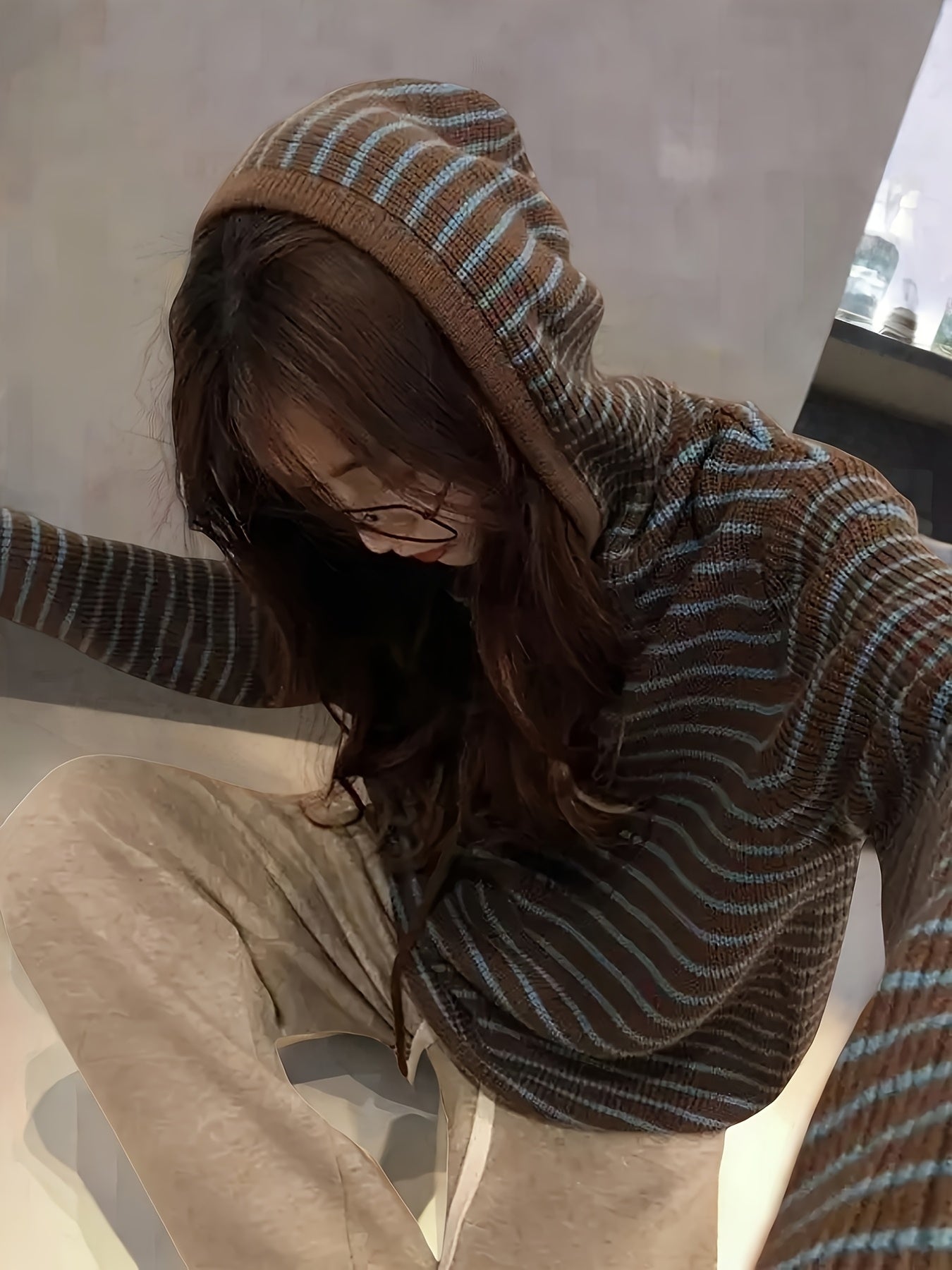 Minimalist Striped Hooded Sweater