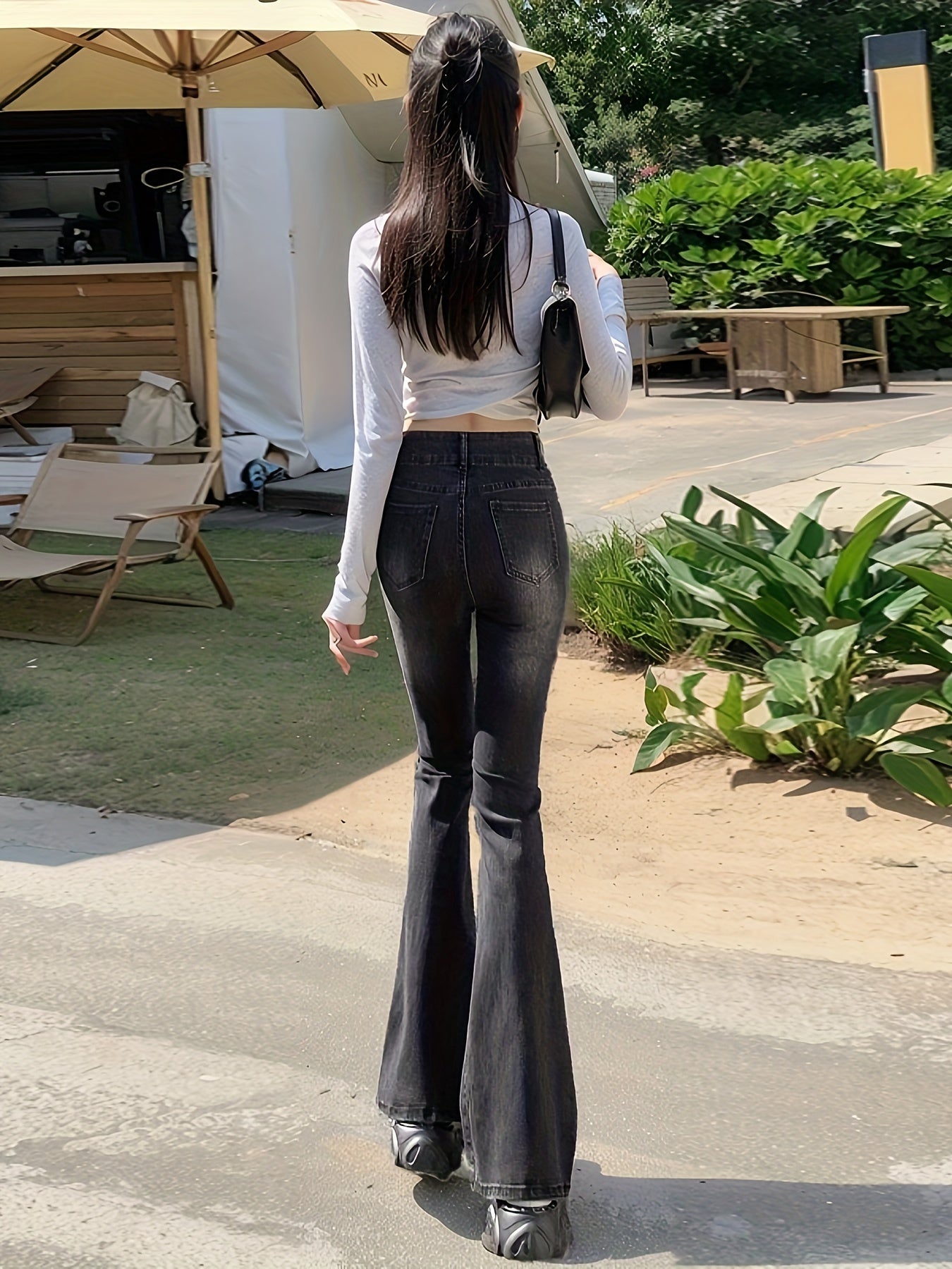 High-Waist Stretch Flare Jeans