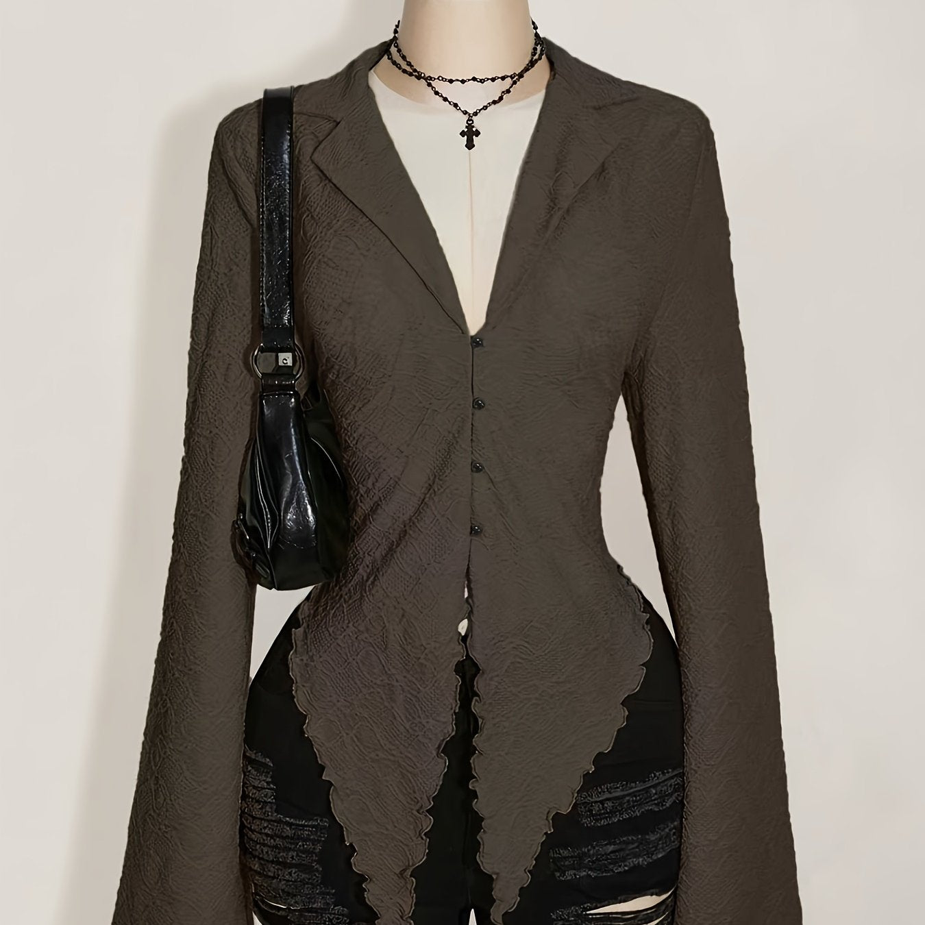 Asymmetric Hem Lettuce Trim Top