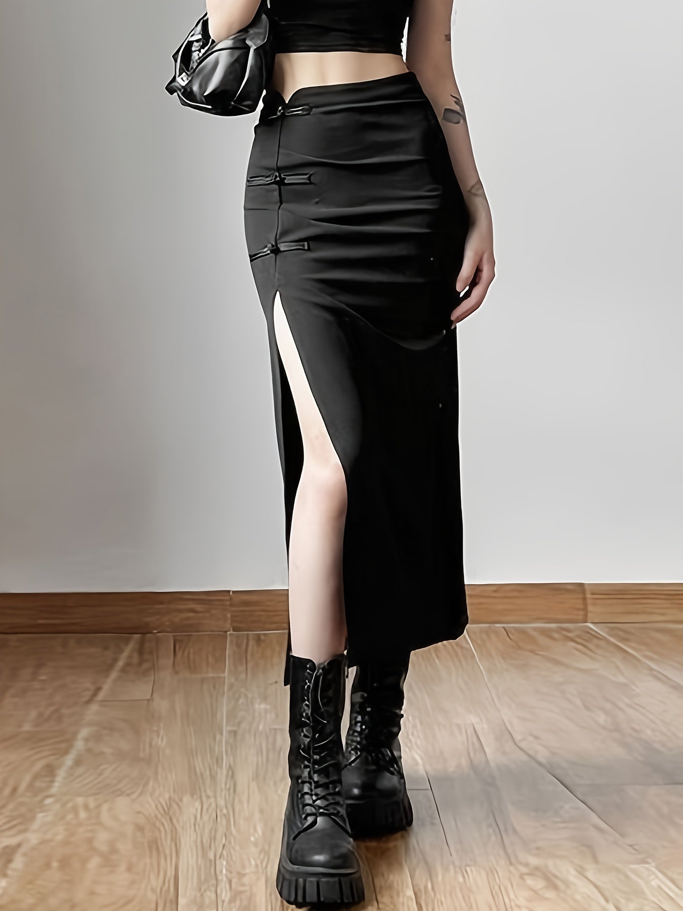Elegant Black Slit Maxi Dress
