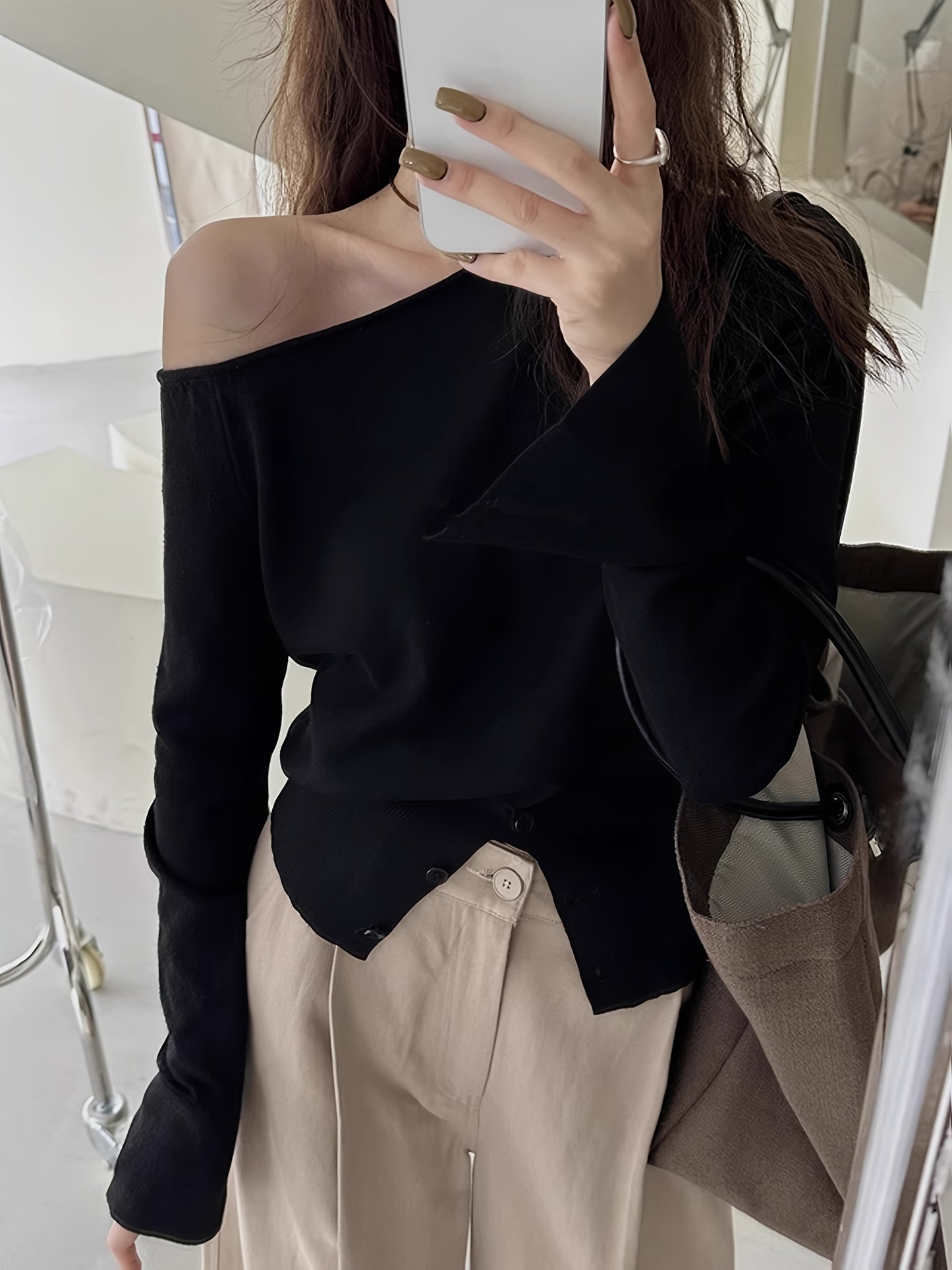 Inspired Asymmetric One-Shoulder Sweater