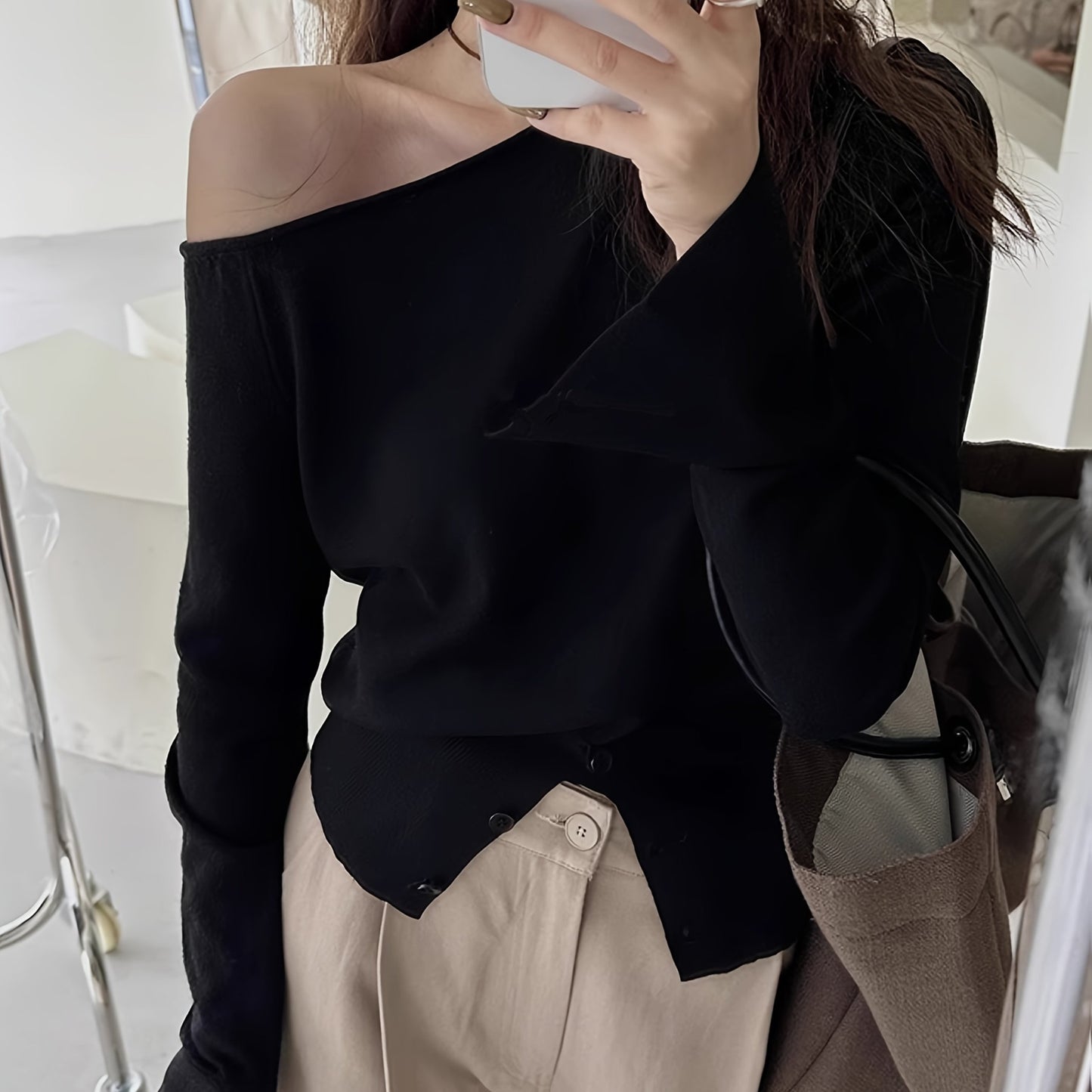 Inspired Asymmetric One-Shoulder Sweater