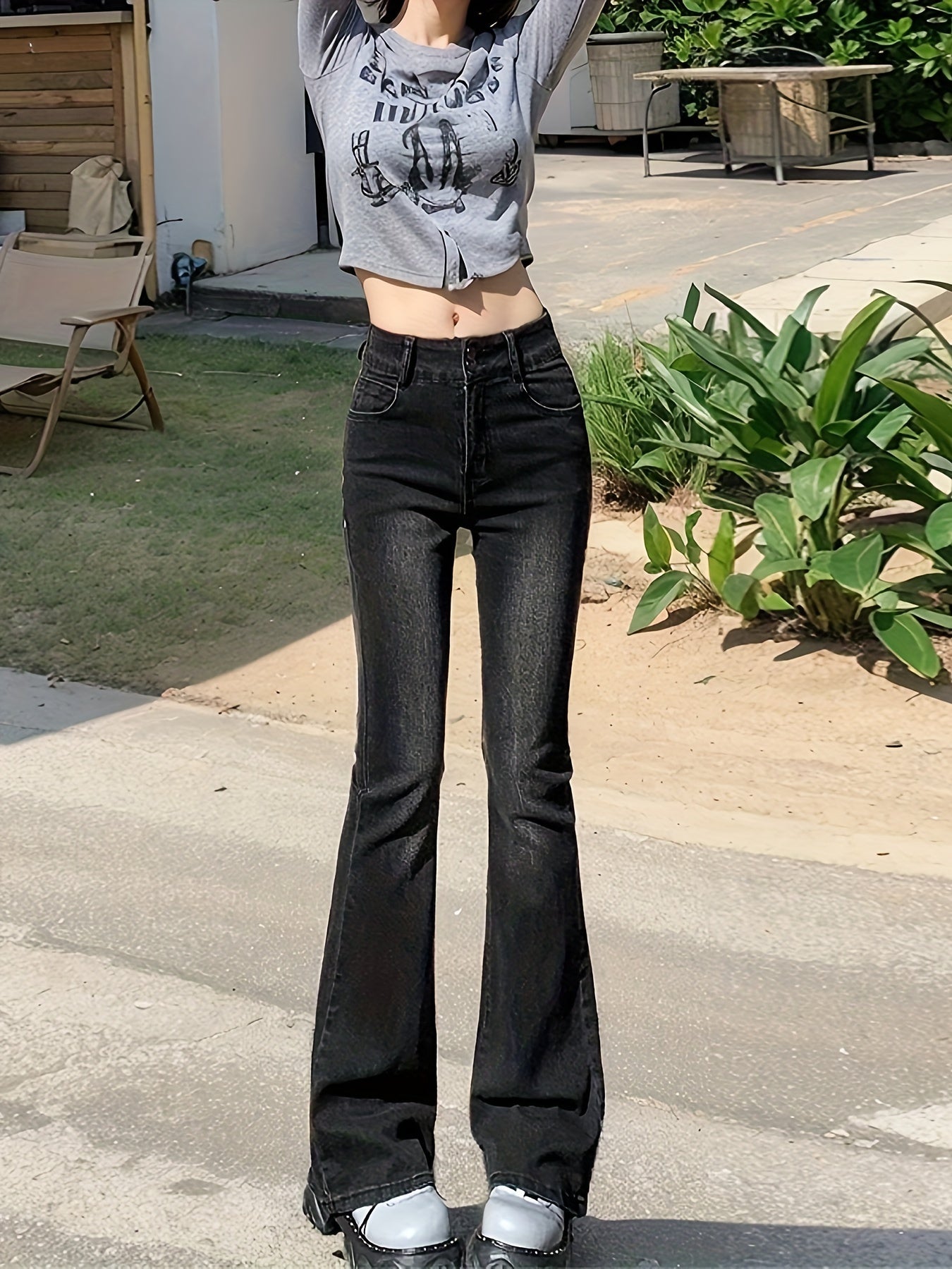 High-Waist Stretch Flare Jeans