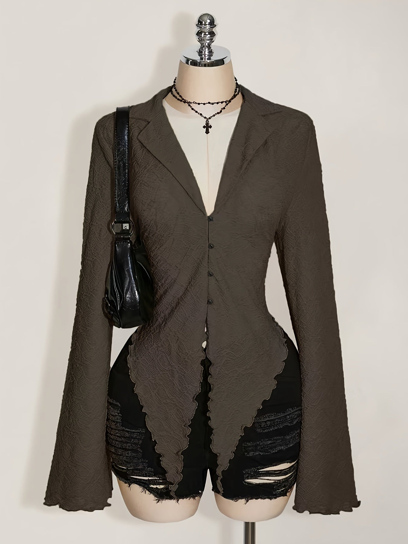Asymmetric Hem Lettuce Trim Top