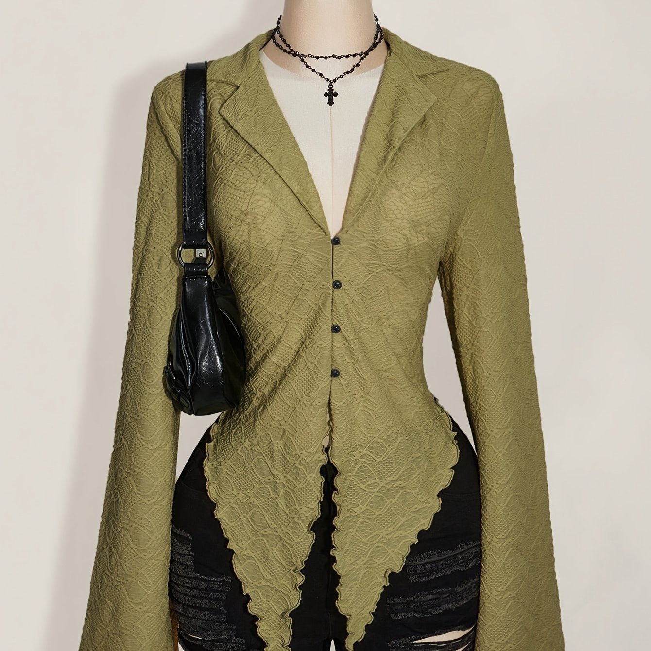 Asymmetric Hem Lettuce Trim Top