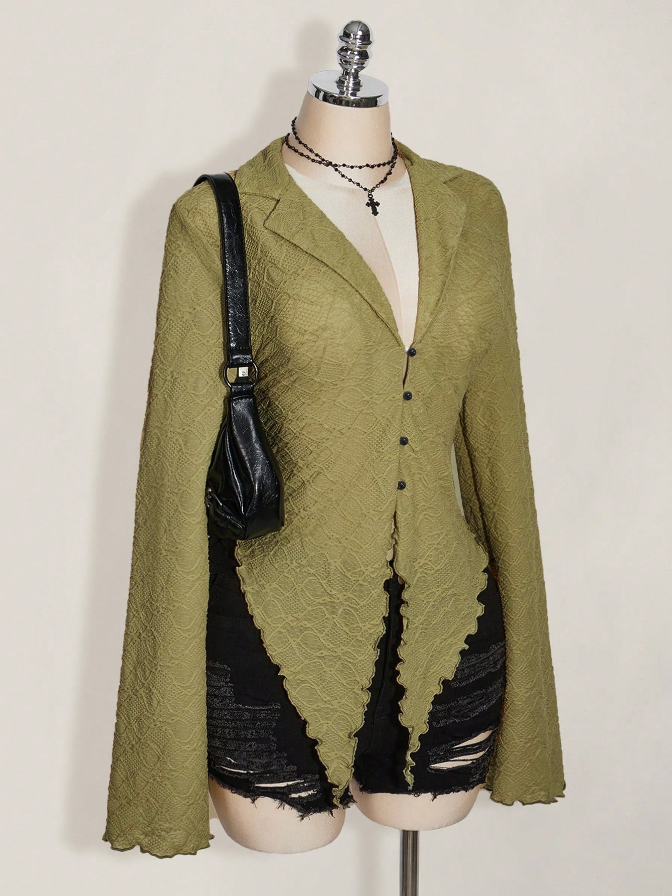 Asymmetric Hem Lettuce Trim Top