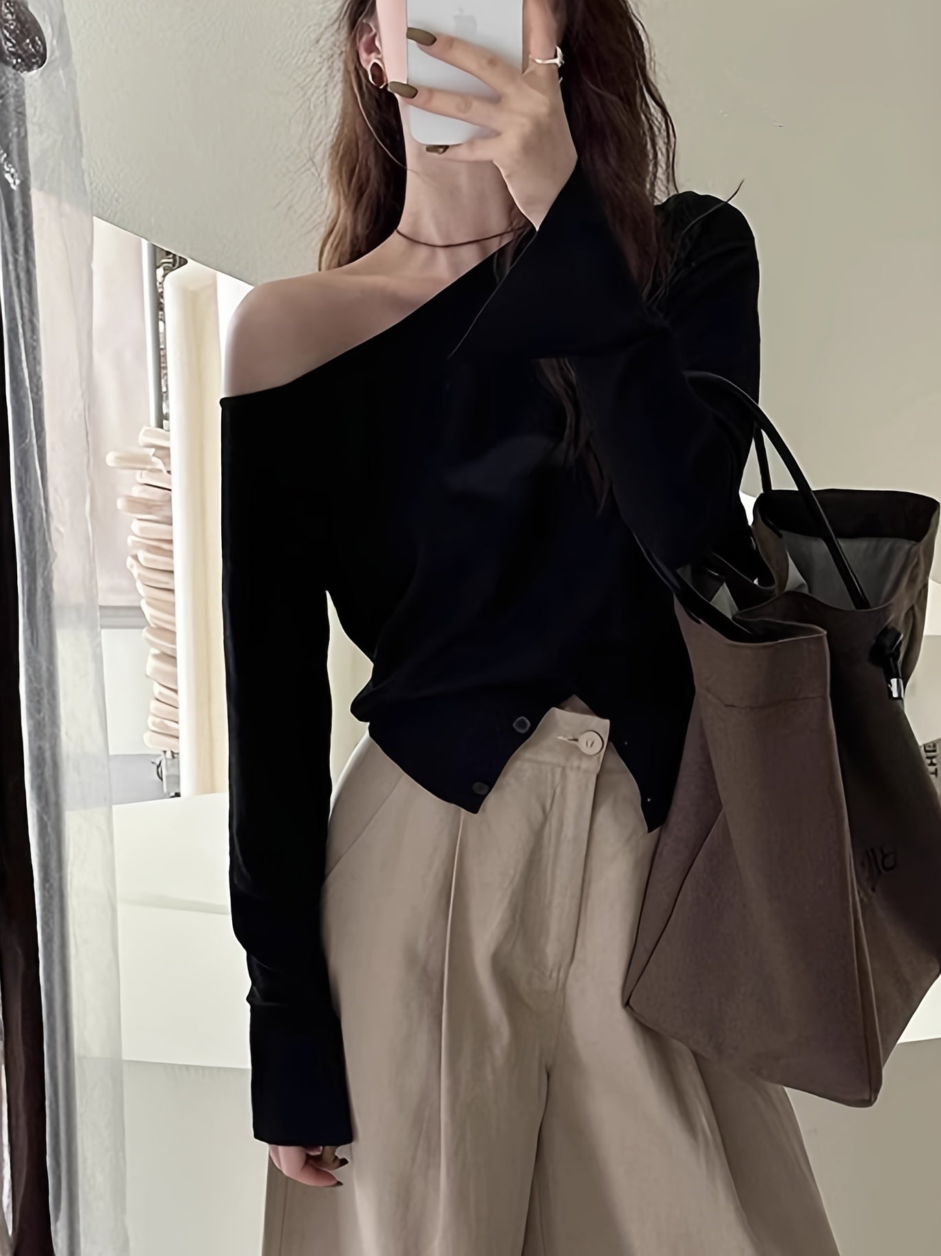 Inspired Asymmetric One-Shoulder Sweater