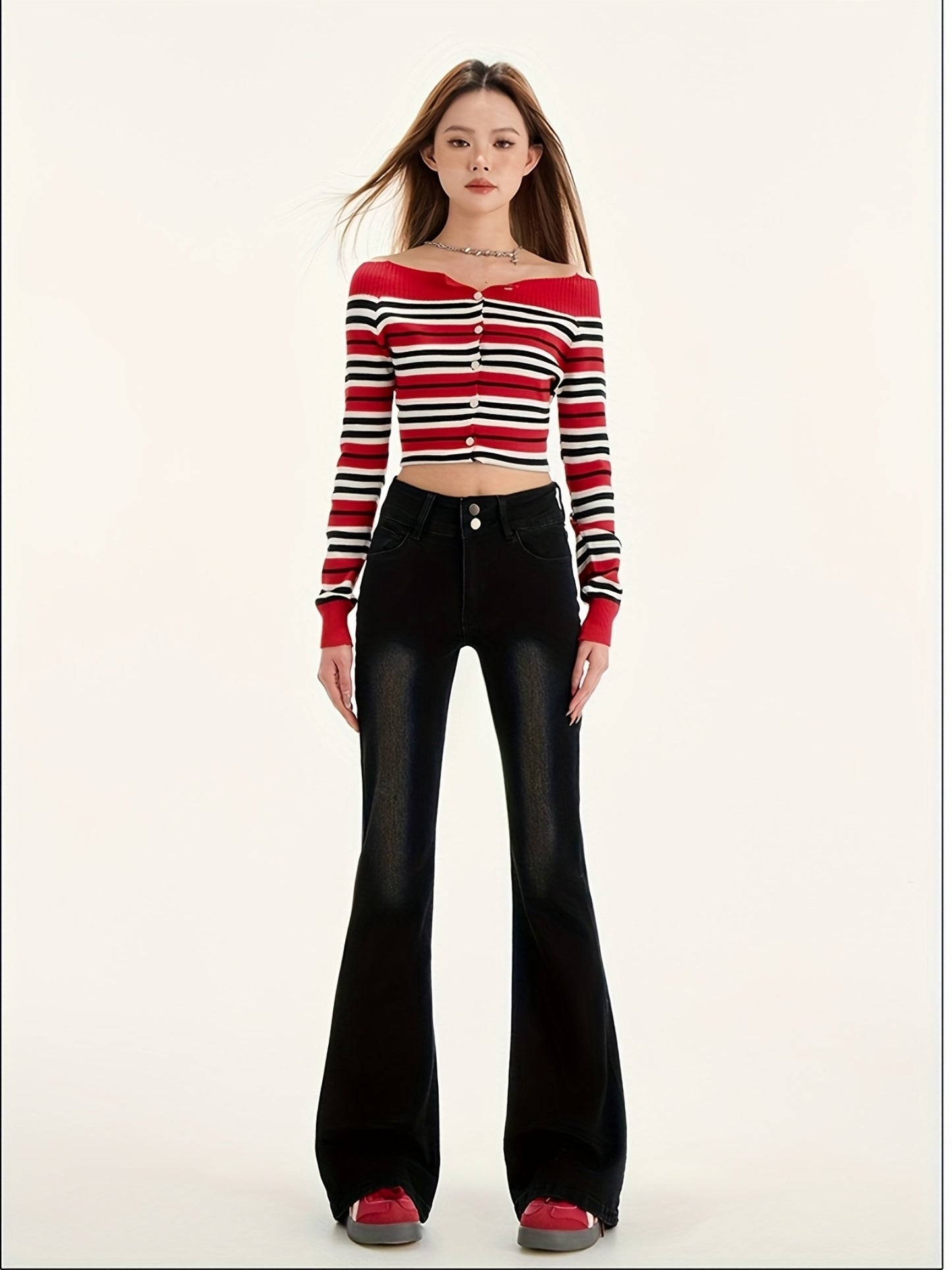 High-Waist Stretch Flare Jeans