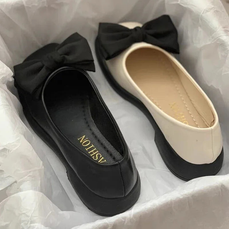 Bow Mary Janes Shoes Casual High Heels Shoes