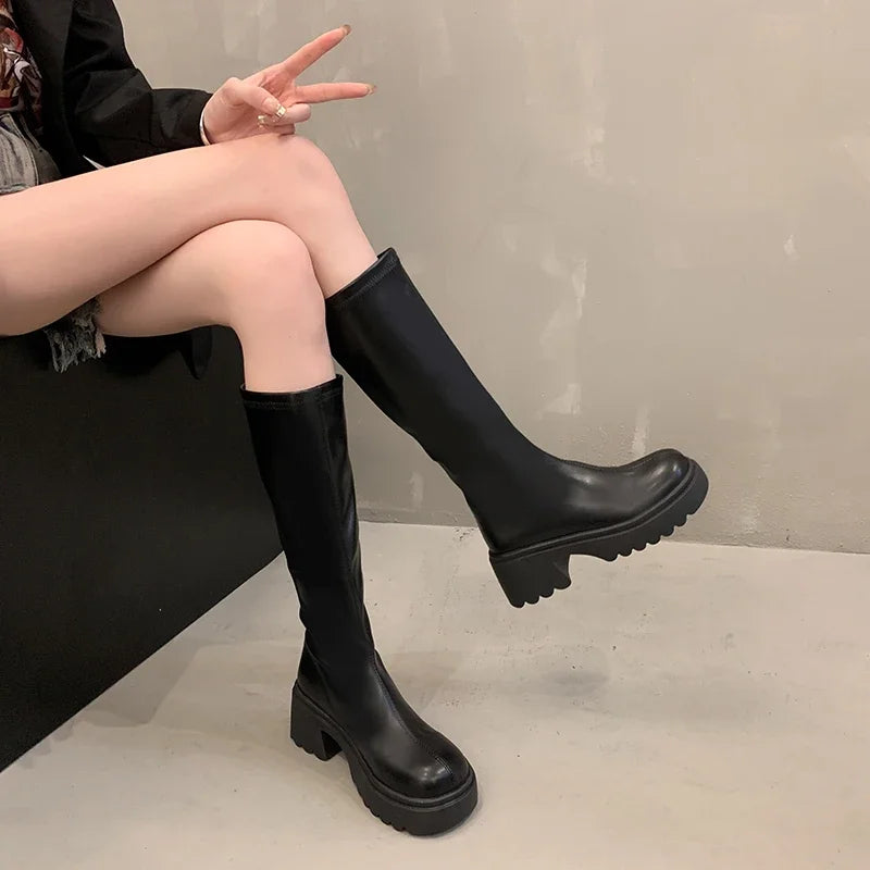 Velvet Warm Heightening Mid-calf Boots
