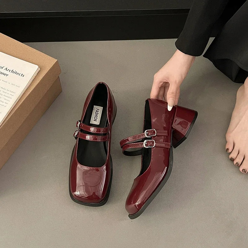 Designer Spring Patent Leather Mary Jane Shoes