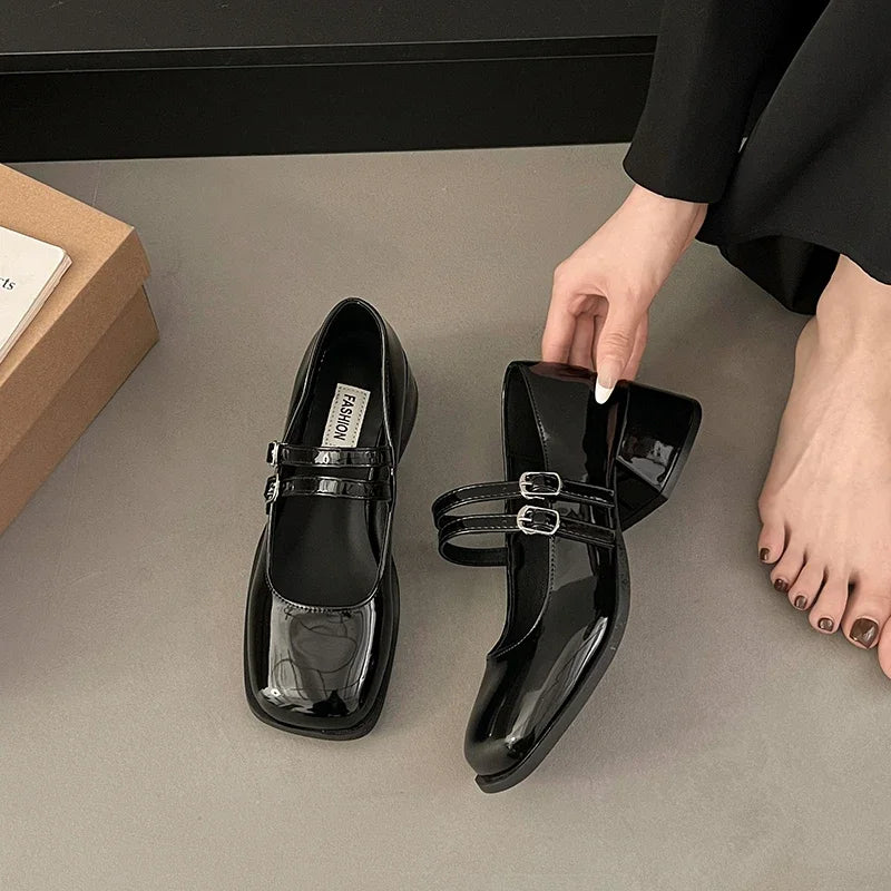 Designer Spring Patent Leather Mary Jane Shoes