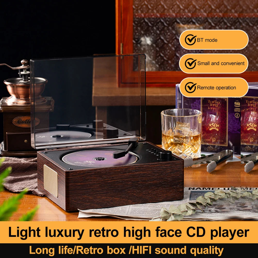 Retro CD Player Rechargeable Wireless Bluetooth 5.0 Speaker