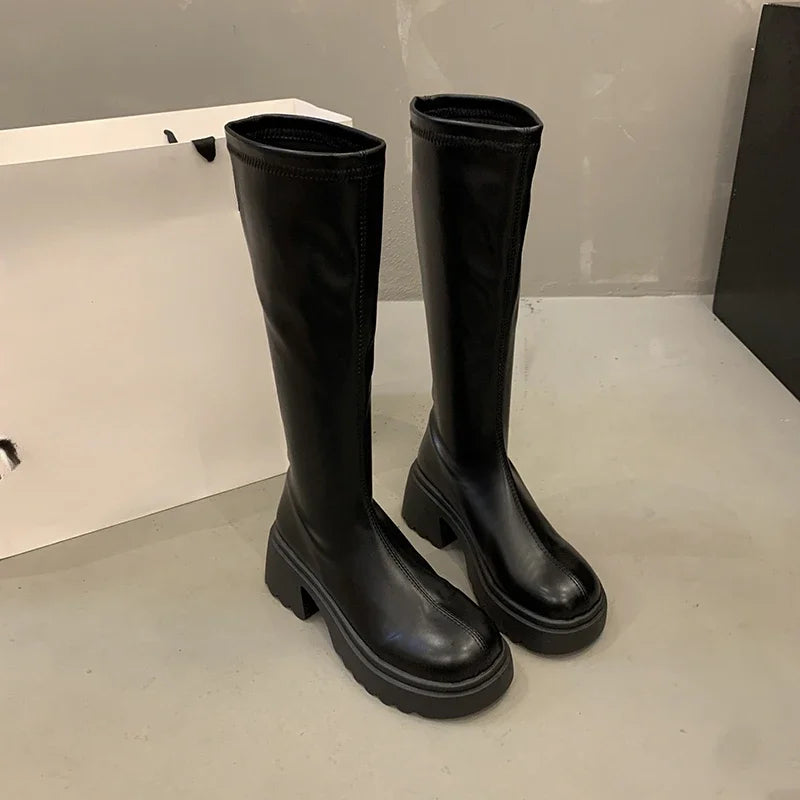 Velvet Warm Heightening Mid-calf Boots