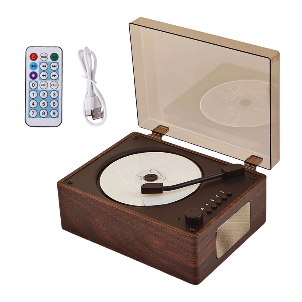 Retro CD Player Rechargeable Wireless Bluetooth 5.0 Speaker