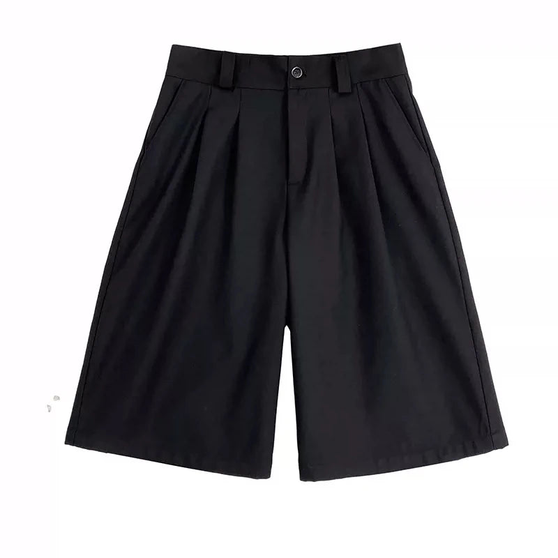 High Waist Short Straight Pants
