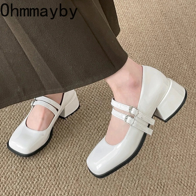 Designer Spring Patent Leather Mary Jane Shoes
