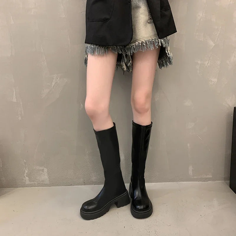 Velvet Warm Heightening Mid-calf Boots