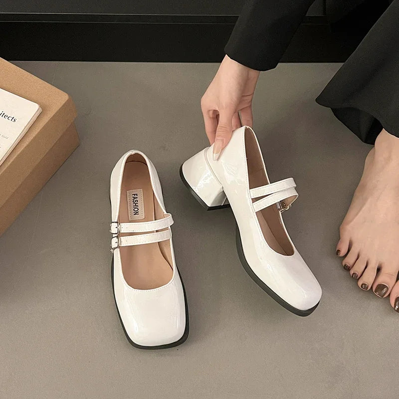 Designer Spring Patent Leather Mary Jane Shoes