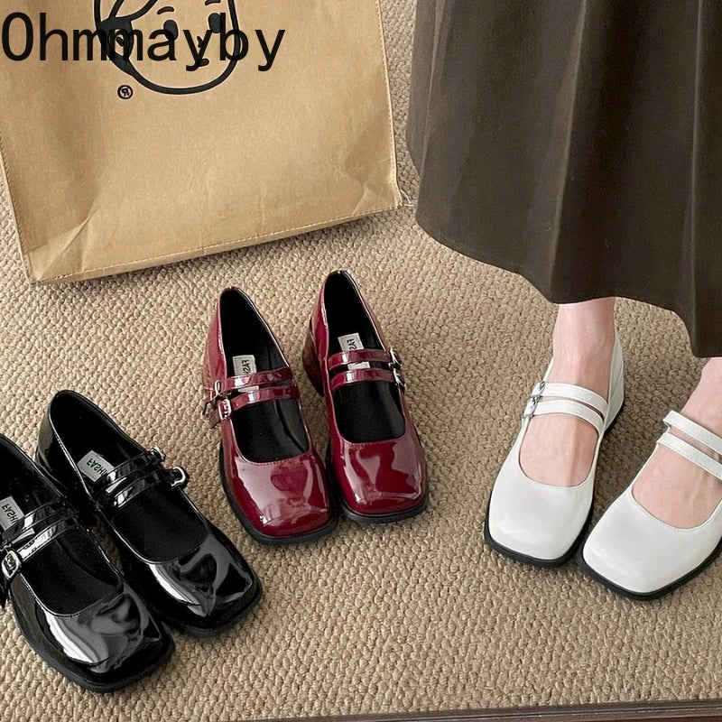 Designer Spring Patent Leather Mary Jane Shoes