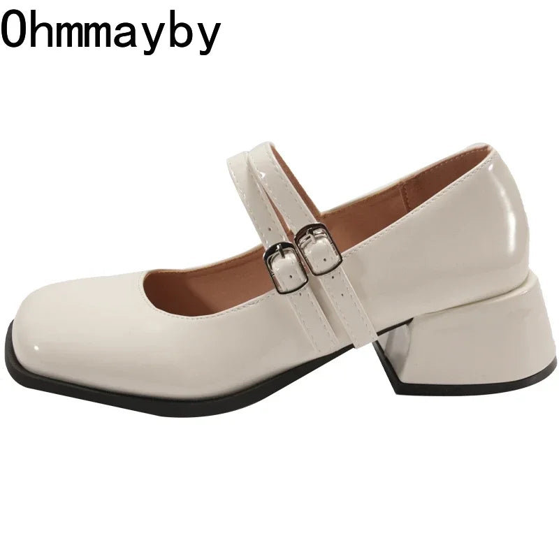 Designer Spring Patent Leather Mary Jane Shoes