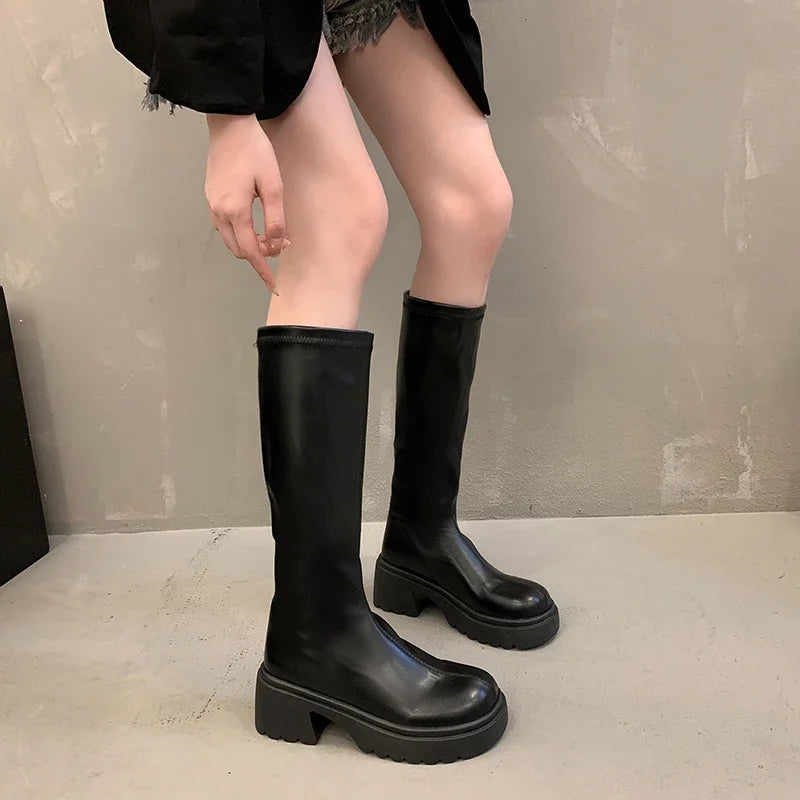 Velvet Warm Heightening Mid-calf Boots