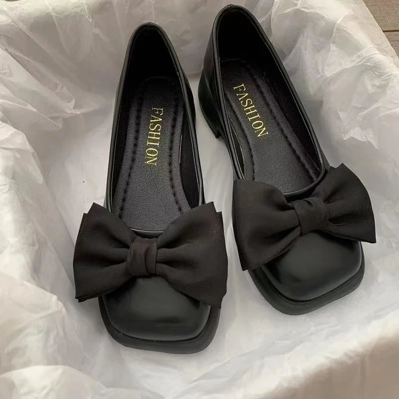 Bow Mary Janes Shoes Casual High Heels Shoes