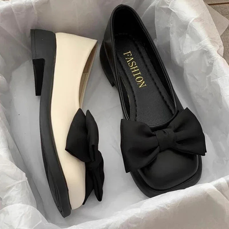 Bow Mary Janes Shoes Casual High Heels Shoes