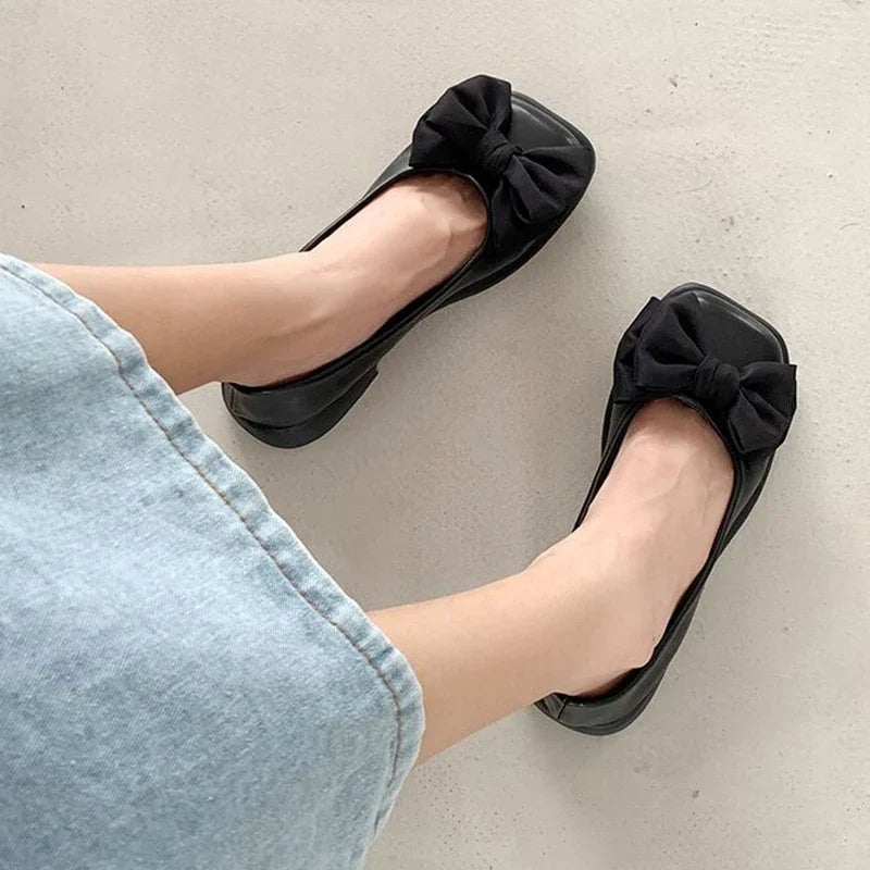 Bow Mary Janes Shoes Casual High Heels Shoes