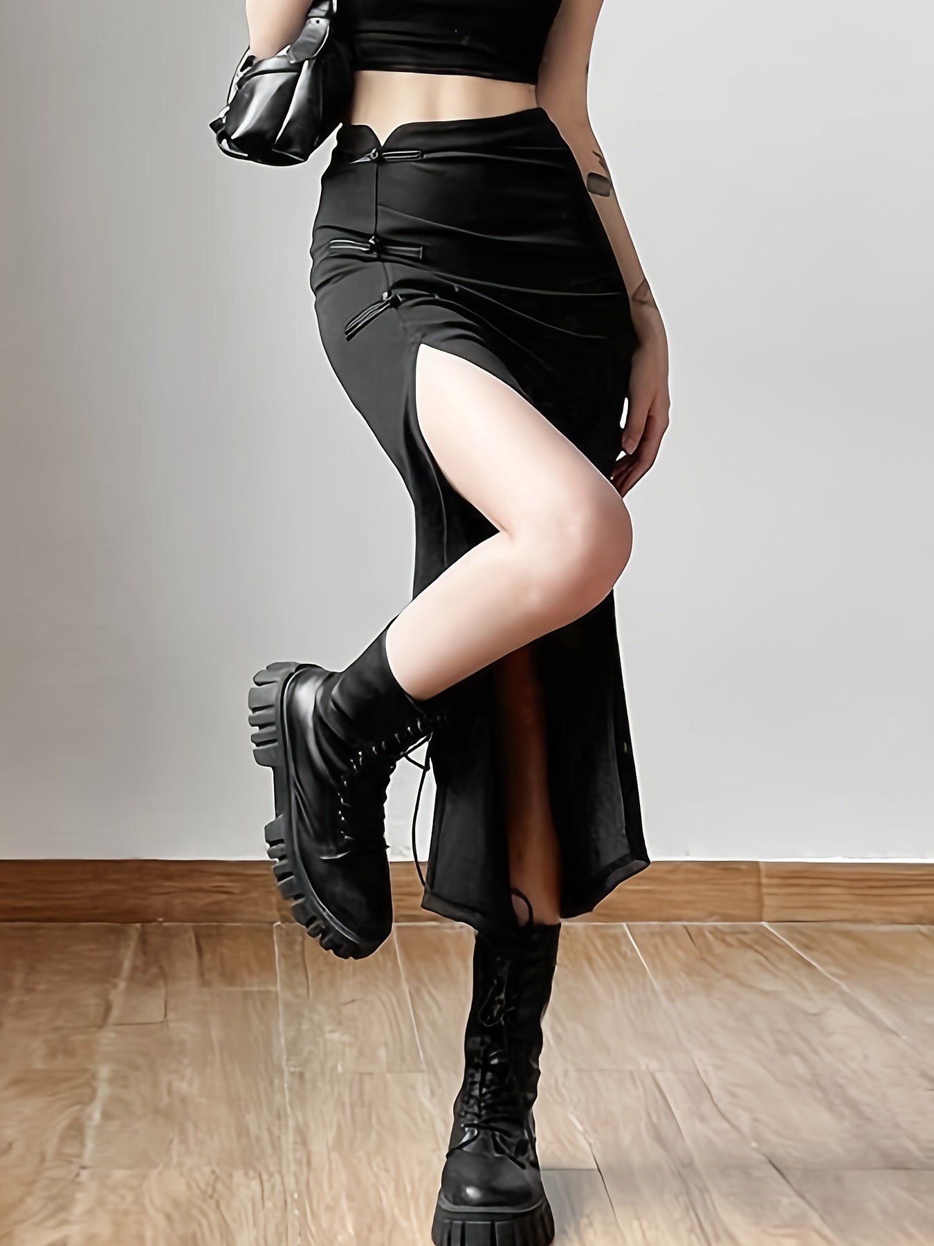Elegant Black Slit Maxi Dress
