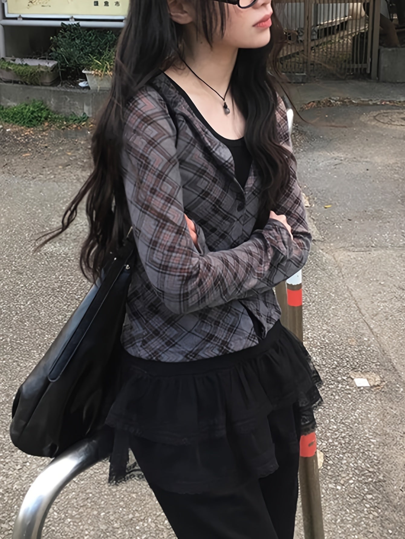 Y2K Rhombus Plaid Blazer
