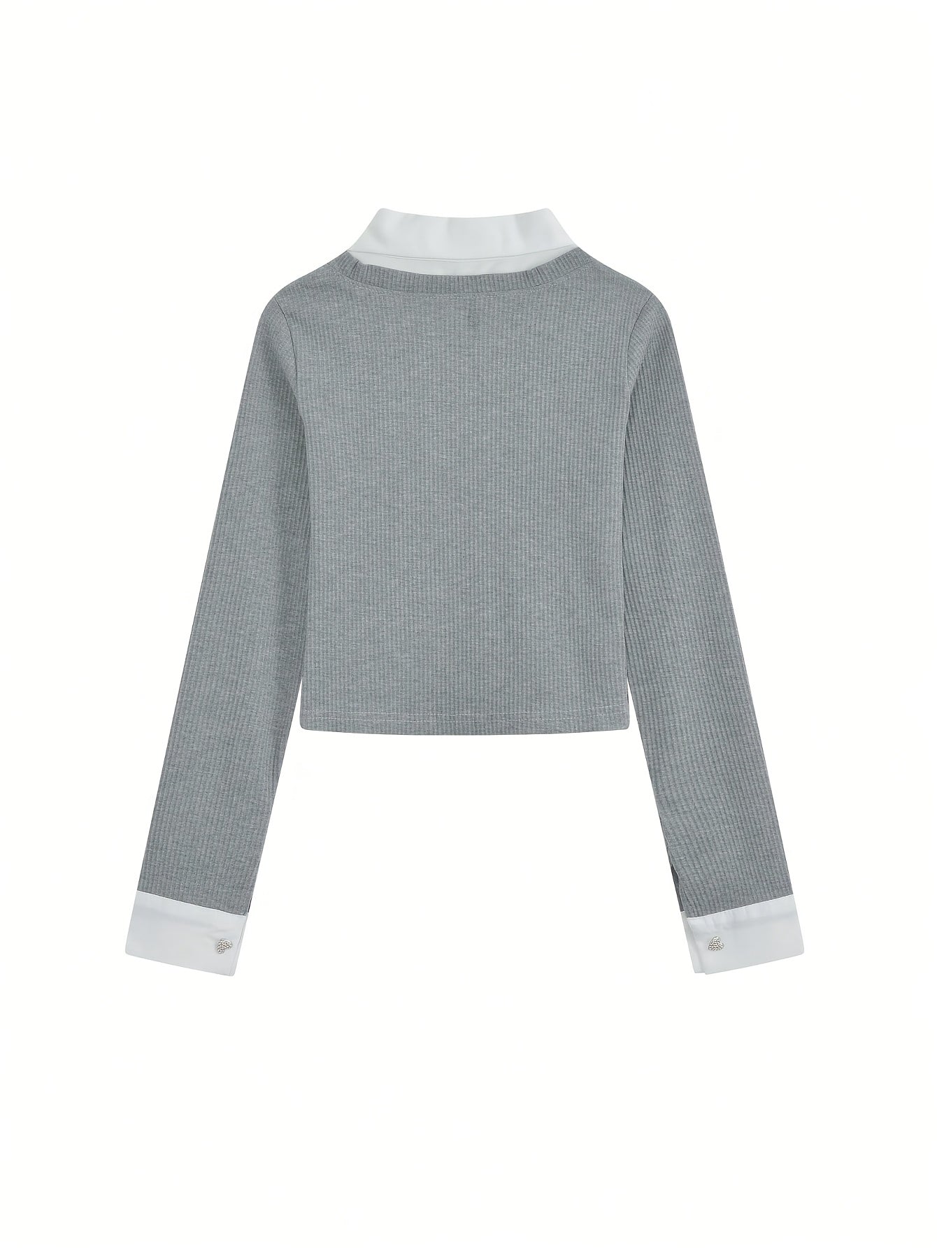Chic Gray Ribbed Crop Top
