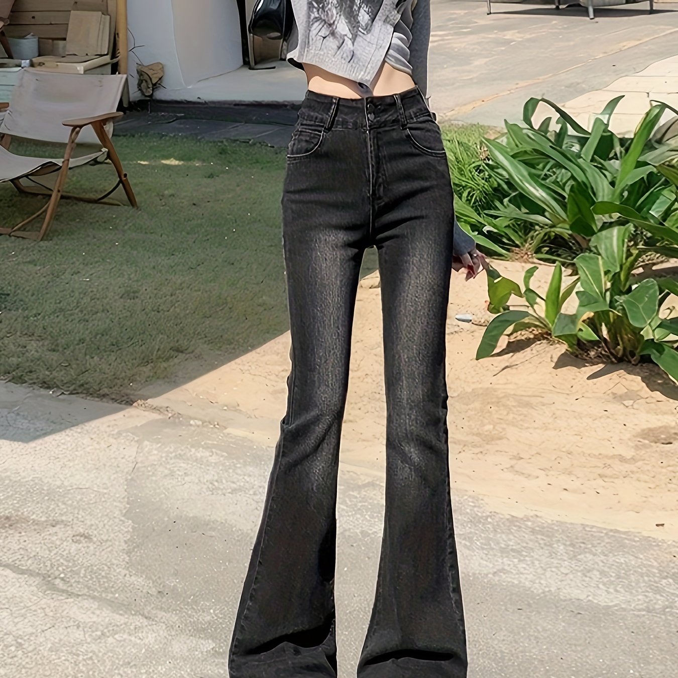 High-Waist Stretch Flare Jeans