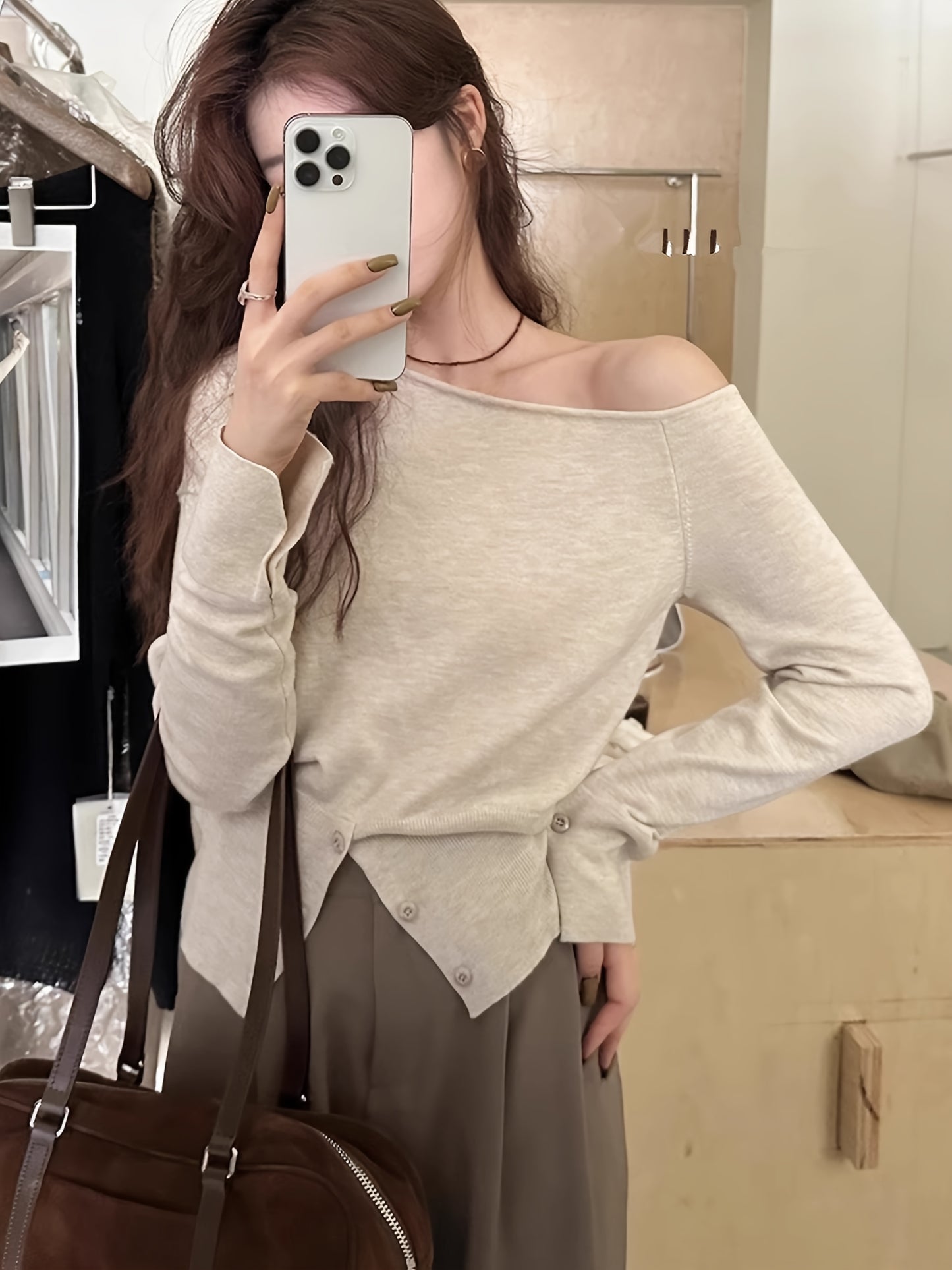 Inspired Asymmetric One-Shoulder Sweater