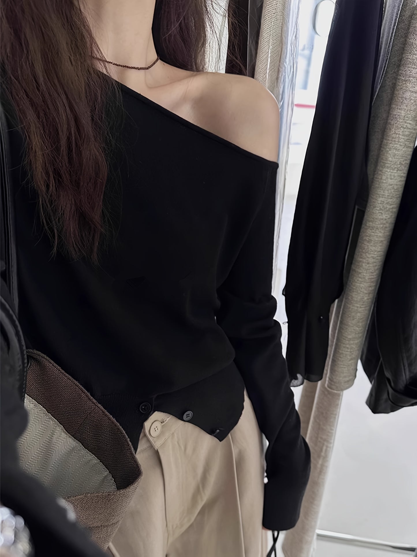 Inspired Asymmetric One-Shoulder Sweater