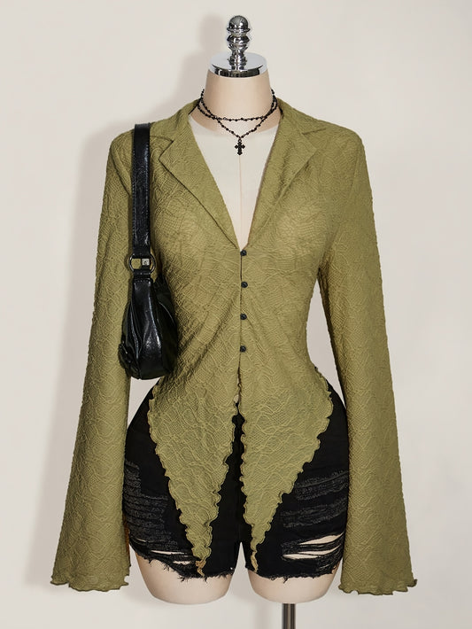 Asymmetric Hem Lettuce Trim Top