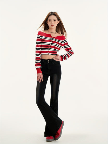 High-Waist Stretch Flare Jeans