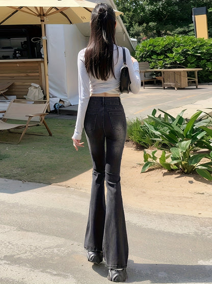 High-Waist Stretch Flare Jeans
