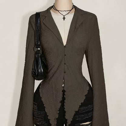 Asymmetric Hem Lettuce Trim Top