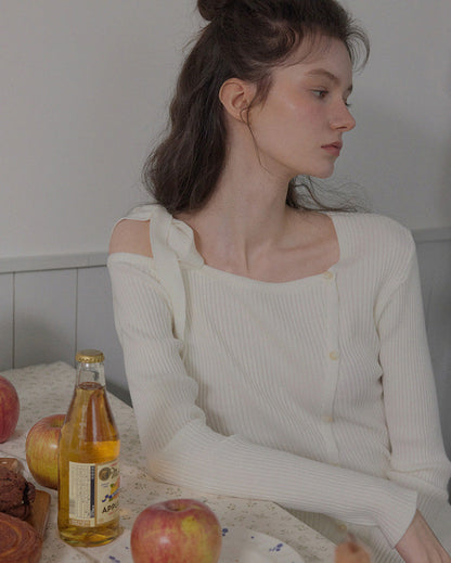 [TWEE] Late One-Shoulder Strap Asymmetrical Knit-1