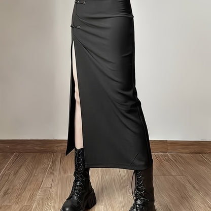 Elegant Black Slit Maxi Dress