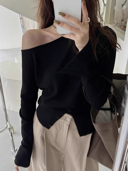 Inspired Asymmetric One-Shoulder Sweater