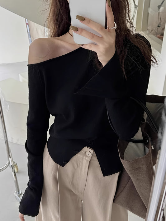 Inspired Asymmetric One-Shoulder Sweater