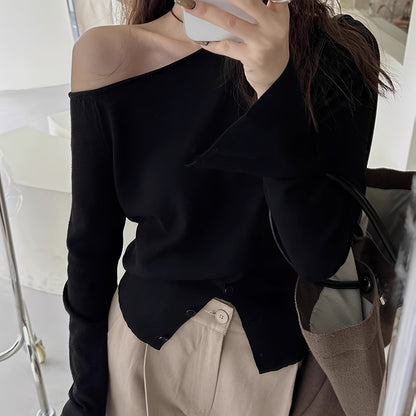 Inspired Asymmetric One-Shoulder Sweater