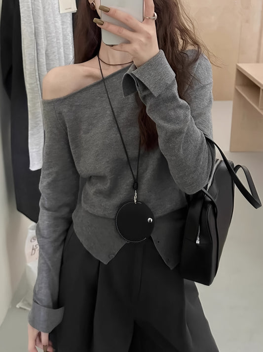 Inspired Asymmetric One-Shoulder Sweater