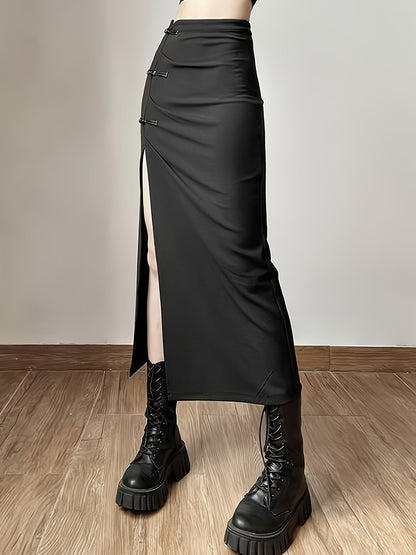 Elegant Black Slit Maxi Dress