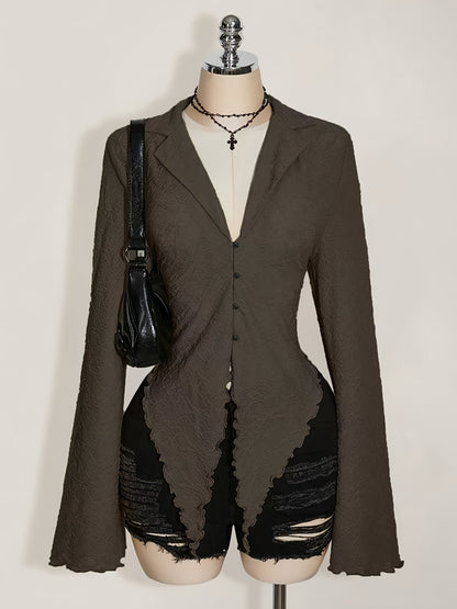 Asymmetric Hem Lettuce Trim Top